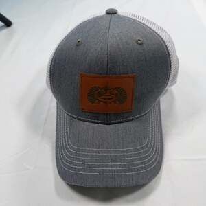 Toadfish Leatherback Trucker Hat in Gray/White Snap Back